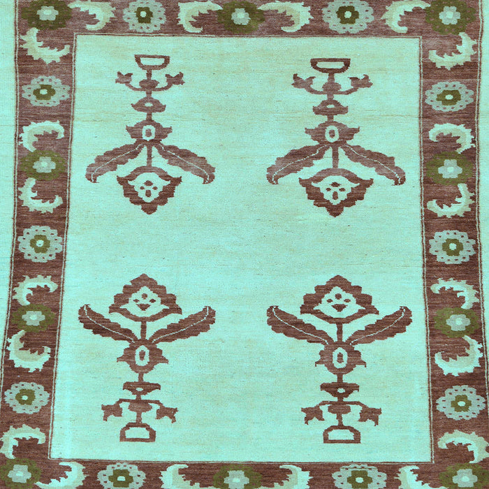 Square Machine Washable Oriental Light Blue Modern Rug, wshabs1lblu