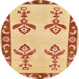Round Abstract Chrome Gold Yellow Oriental Rug, abs1