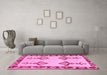 Machine Washable Oriental Pink Modern Rug in a Living Room, wshabs1pnk