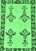Machine Washable Oriental Emerald Green Modern Area Rugs, wshabs1emgrn
