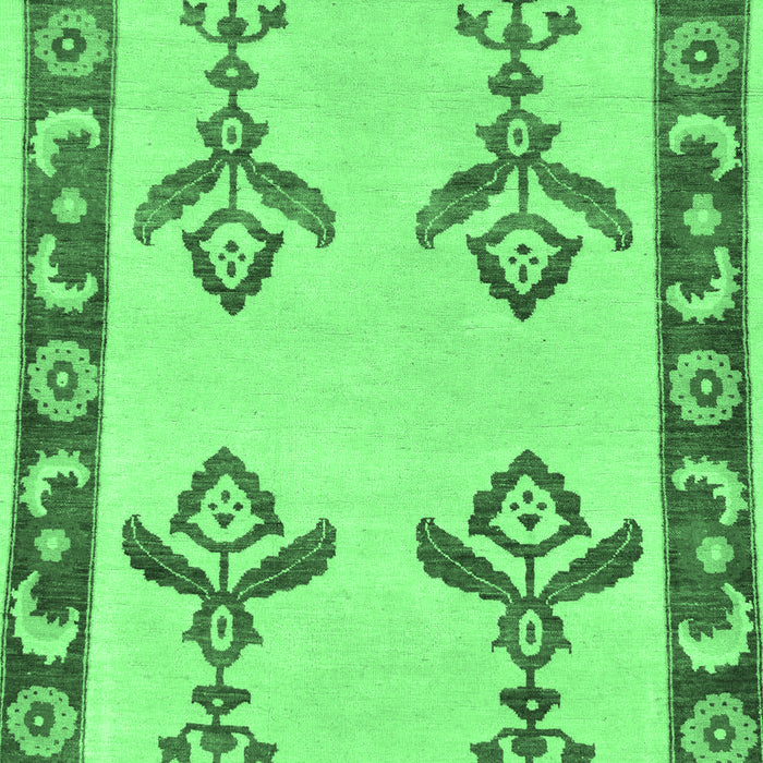 Machine Washable Oriental Emerald Green Modern Area Rugs, wshabs1emgrn