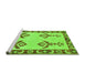 Sideview of Machine Washable Oriental Green Modern Area Rugs, wshabs1grn