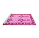 Sideview of Machine Washable Oriental Pink Modern Rug, wshabs1pnk