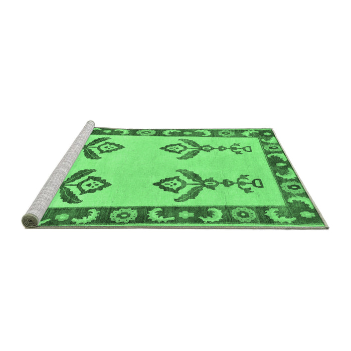 Sideview of Machine Washable Oriental Emerald Green Modern Area Rugs, wshabs1emgrn
