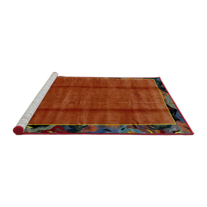 Sideview of Machine Washable Abstract Red Rug, wshabs2000