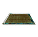 Sideview of Machine Washable Abstract Turquoise Modern Area Rugs, wshabs2000turq