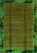 Machine Washable Abstract Green Modern Area Rugs, wshabs2000grn