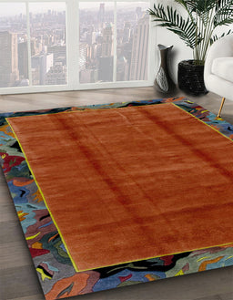 Abstract Red Modern Rug in Family Room, abs2000