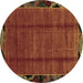 Round Abstract Brown Modern Rug, abs2000brn