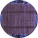 Round Abstract Blue Modern Rug, abs2000blu