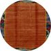 Round Machine Washable Abstract Red Rug, wshabs2000