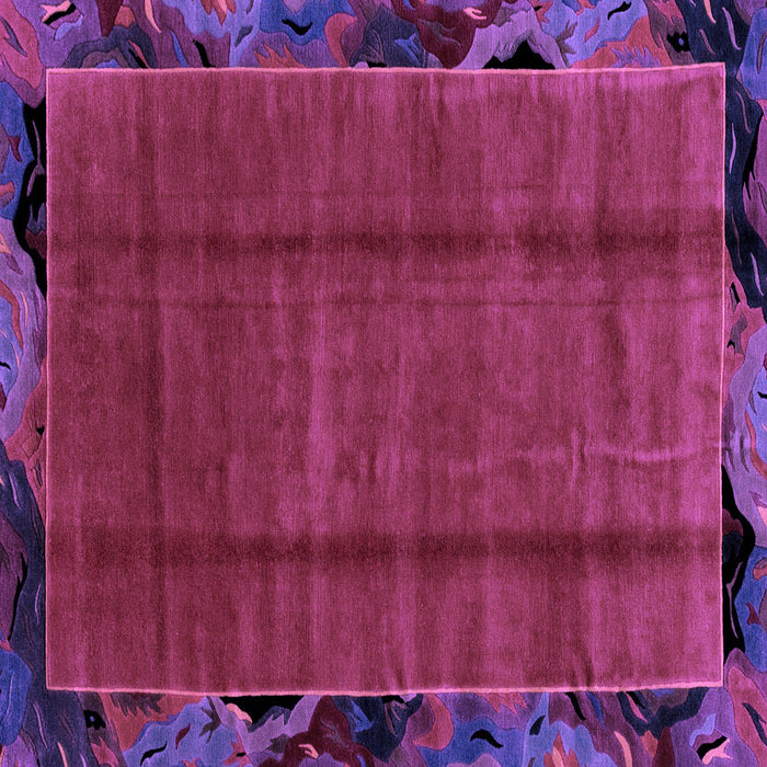 Square Machine Washable Abstract Purple Modern Area Rugs, wshabs2000pur