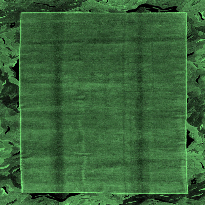 Square Abstract Emerald Green Modern Rug, abs2000emgrn