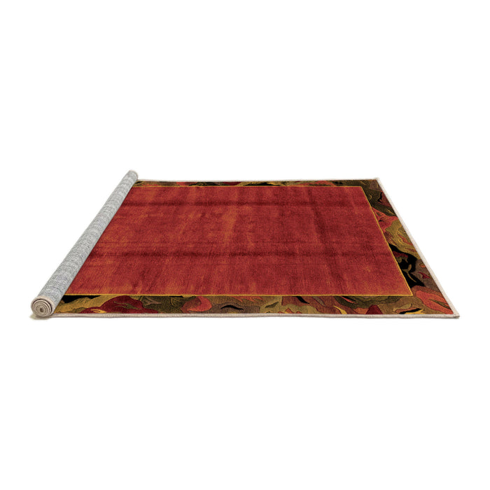 Sideview of Machine Washable Abstract Orange Modern Area Rugs, wshabs2000org