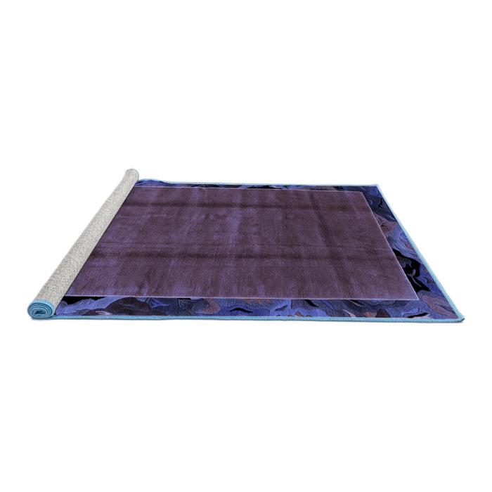 Sideview of Machine Washable Abstract Blue Modern Rug, wshabs2000blu