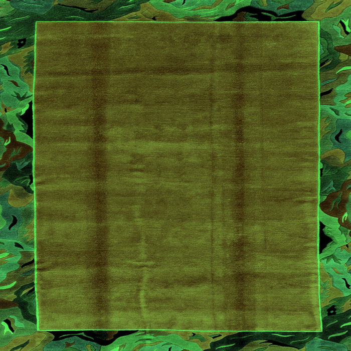 Square Abstract Green Modern Rug, abs2000grn