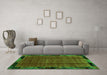 Machine Washable Abstract Green Modern Area Rugs in a Living Room,, wshabs2000grn