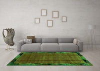 Machine Washable Abstract Green Modern Rug, wshabs2000grn