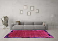 Machine Washable Abstract Pink Modern Rug, wshabs2000pnk