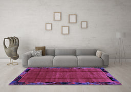Machine Washable Abstract Purple Modern Area Rugs in a Living Room, wshabs2000pur