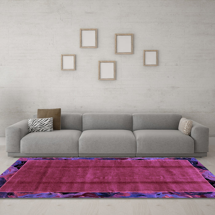 Machine Washable Abstract Purple Modern Area Rugs in a Living Room, wshabs2000pur