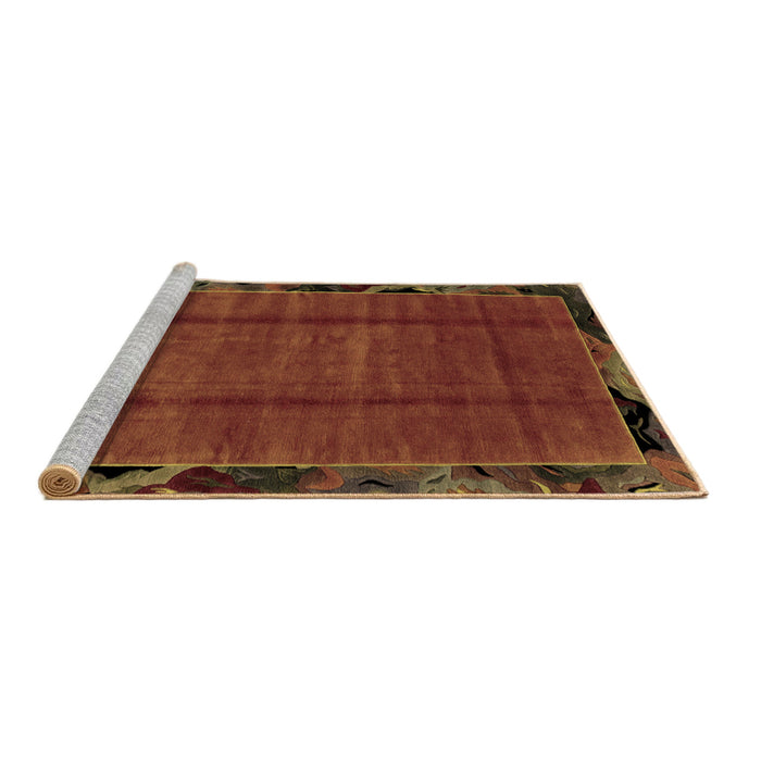 Sideview of Machine Washable Abstract Brown Modern Rug, wshabs2000brn