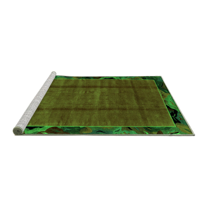 Sideview of Machine Washable Abstract Green Modern Area Rugs, wshabs2000grn