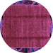 Round Machine Washable Abstract Purple Modern Area Rugs, wshabs2000pur