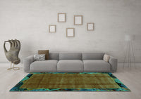 Machine Washable Abstract Turquoise Modern Rug, wshabs2000turq