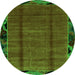 Round Abstract Green Modern Rug, abs2000grn