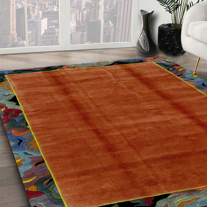 Machine Washable Abstract Red Rug in a Family Room, wshabs2000