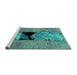 Sideview of Machine Washable Abstract Turquoise Modern Area Rugs, wshabs2001turq
