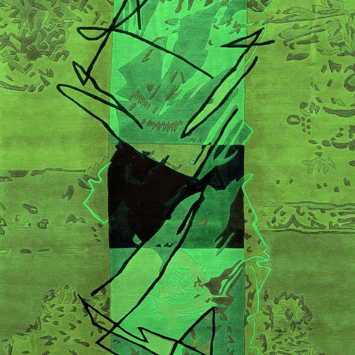 Abstract Green Modern Rug, abs2001grn