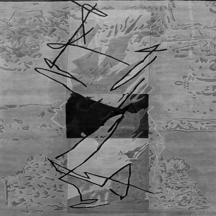 Square Abstract Gray Modern Rug, abs2001gry