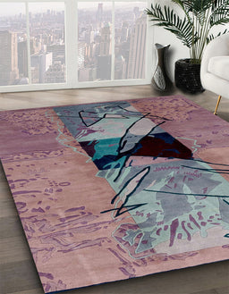 Abstract Purple Modern Rug in Family Room, abs2001