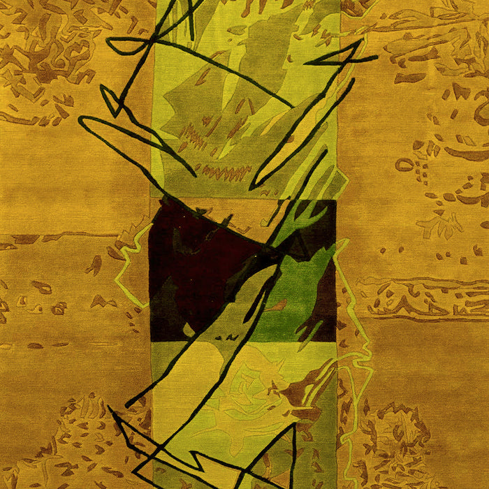 Machine Washable Abstract Yellow Modern Rug, wshabs2001yw