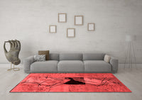 Machine Washable Abstract Red Modern Rug, wshabs2001red