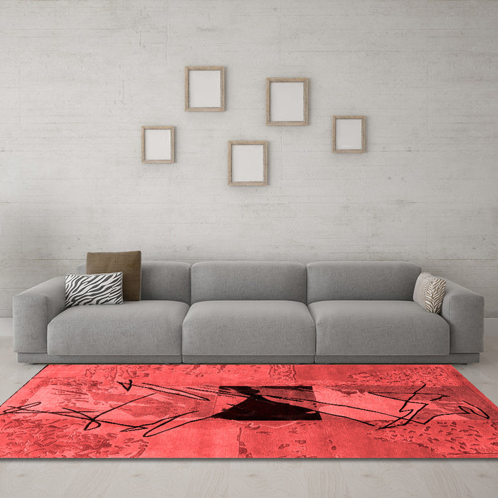 Modern Red Washable Rugs