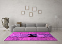 Machine Washable Abstract Pink Modern Rug, wshabs2001pnk