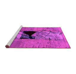 Sideview of Machine Washable Abstract Pink Modern Rug, wshabs2001pnk