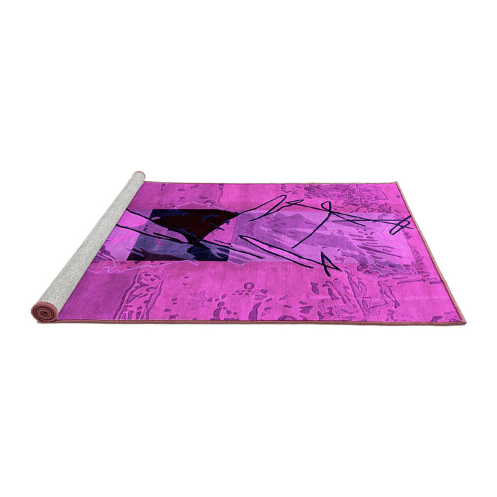 Sideview of Machine Washable Abstract Pink Modern Rug, wshabs2001pnk