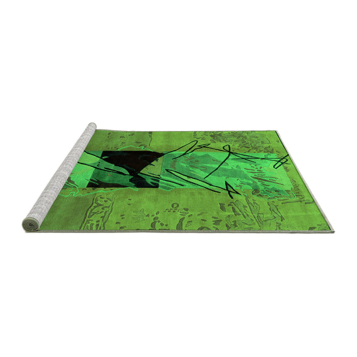 Sideview of Machine Washable Abstract Green Modern Area Rugs, wshabs2001grn