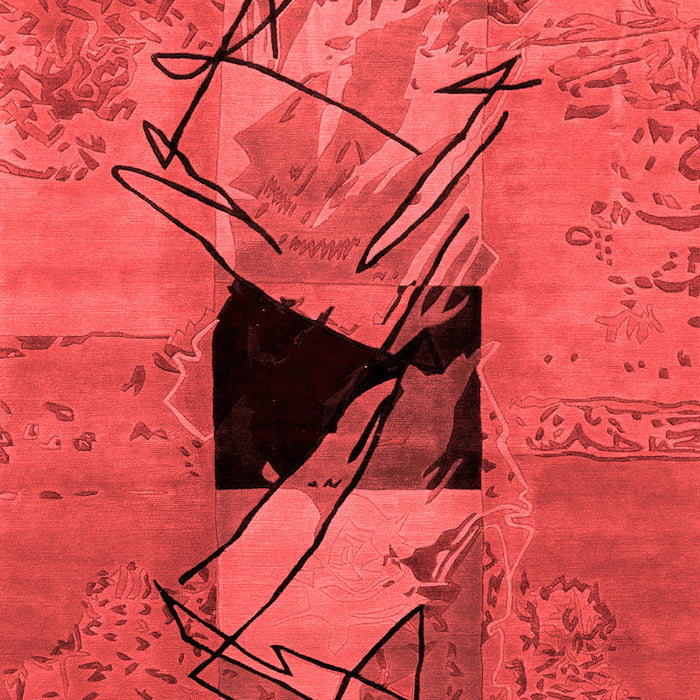 Machine Washable Abstract Red Modern Rug, wshabs2001red