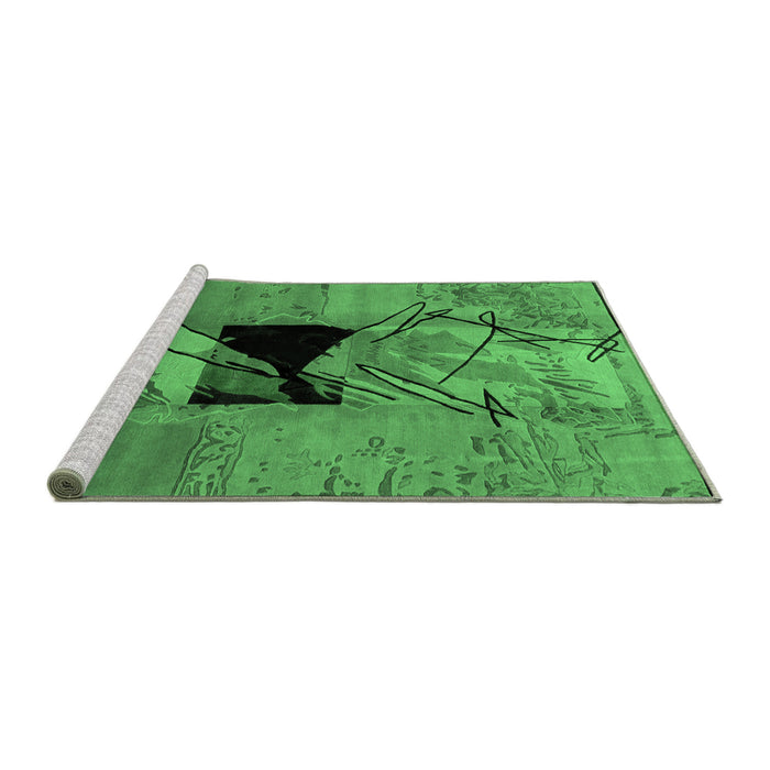 Sideview of Machine Washable Abstract Emerald Green Modern Area Rugs, wshabs2001emgrn