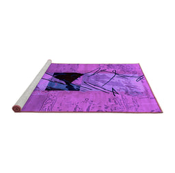 Sideview of Machine Washable Abstract Purple Modern Area Rugs, wshabs2001pur