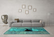 Machine Washable Abstract Turquoise Modern Area Rugs in a Living Room,, wshabs2001turq