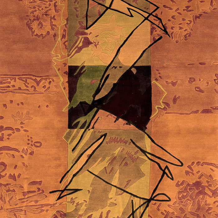 Machine Washable Abstract Orange Modern Area Rugs, wshabs2001org