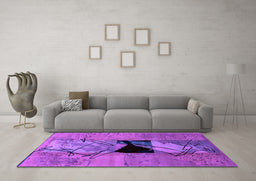 Machine Washable Abstract Purple Modern Area Rugs in a Living Room, wshabs2001pur