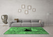 Machine Washable Abstract Emerald Green Modern Area Rugs in a Living Room,, wshabs2001emgrn
