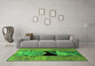 Machine Washable Abstract Green Modern Area Rugs in a Living Room,, wshabs2001grn
